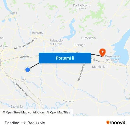 Pandino to Bedizzole map
