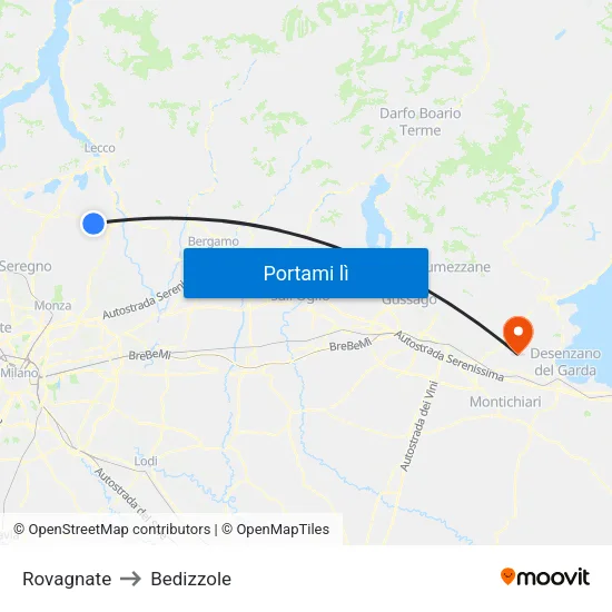 Rovagnate to Bedizzole map