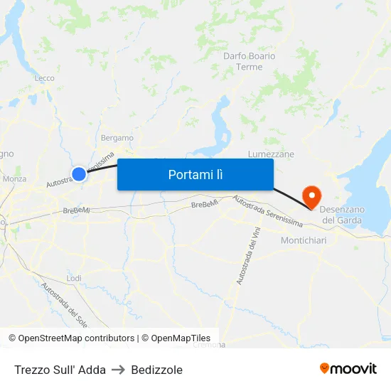 Trezzo Sull' Adda to Bedizzole map