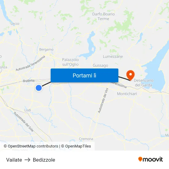 Vailate to Bedizzole map