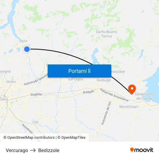 Vercurago to Bedizzole map