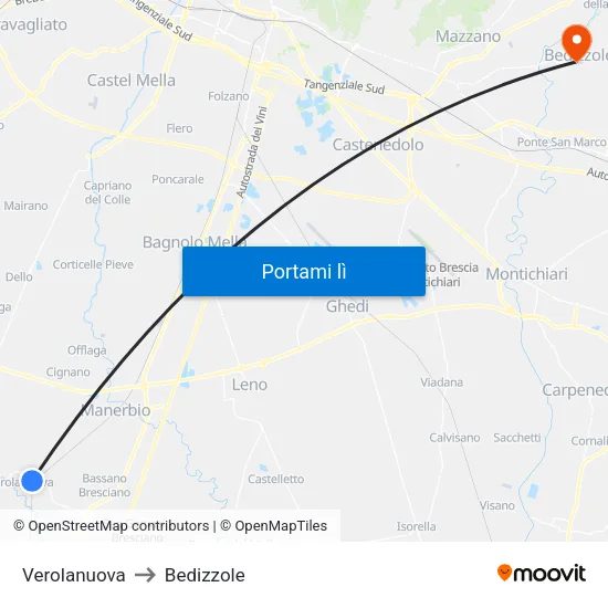 Verolanuova to Bedizzole map