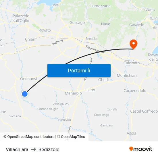 Villachiara to Bedizzole map