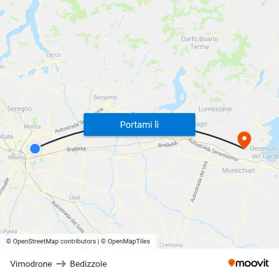 Vimodrone to Bedizzole map
