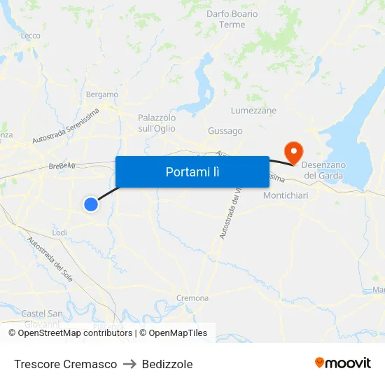 Trescore Cremasco to Bedizzole map
