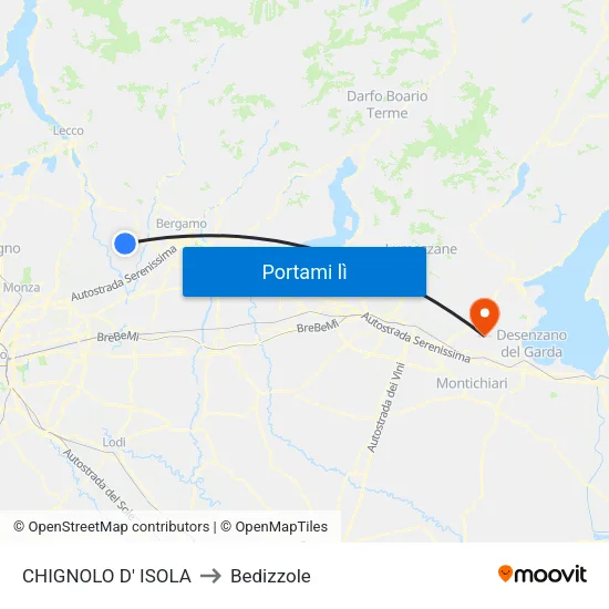 CHIGNOLO D' ISOLA to Bedizzole map