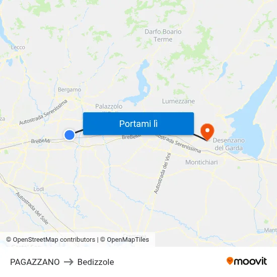PAGAZZANO to Bedizzole map