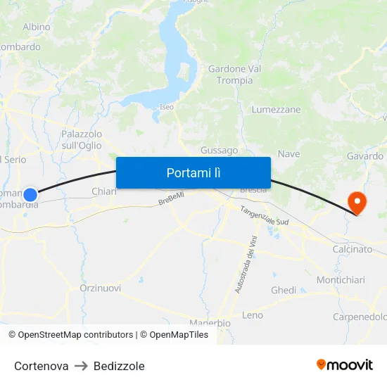 Cortenova to Bedizzole map