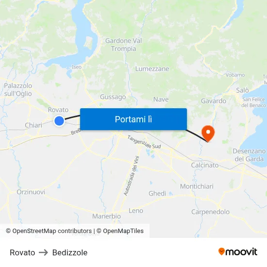 Rovato to Bedizzole map