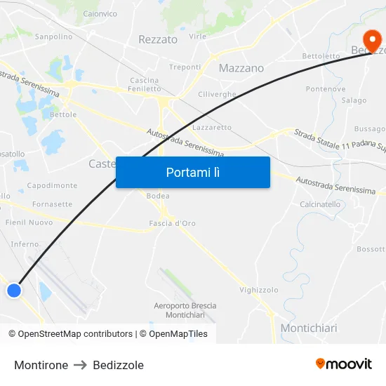 Montirone to Bedizzole map
