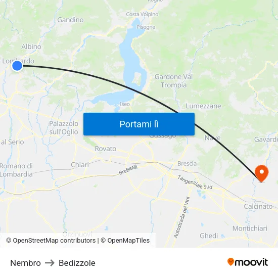 Nembro to Bedizzole map