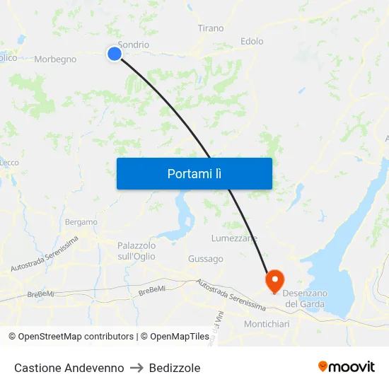 Castione Andevenno to Bedizzole map