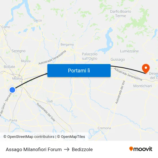 Assago Milanofiori Forum to Bedizzole map