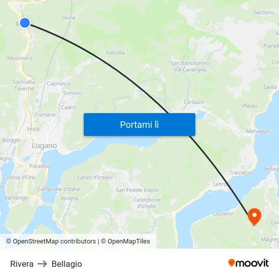 Rivera to Bellagio map