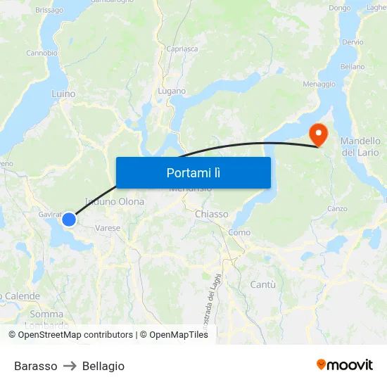 Barasso to Bellagio map