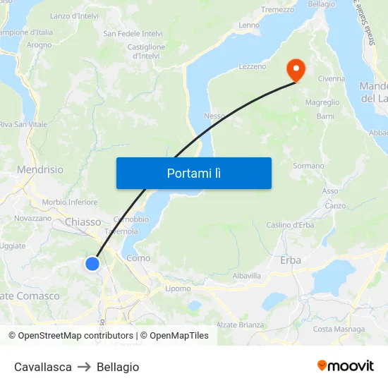 Cavallasca to Bellagio map