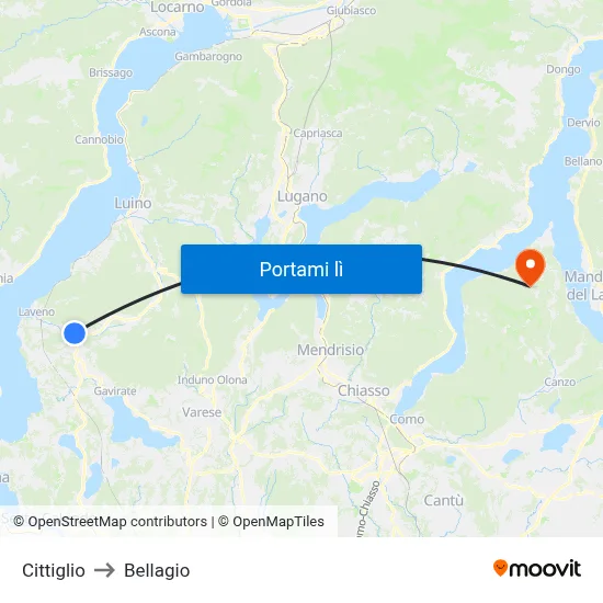 Cittiglio to Bellagio map