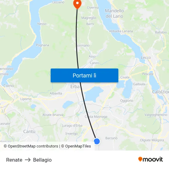 Renate to Bellagio map