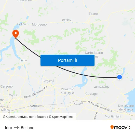 Idro to Bellano map
