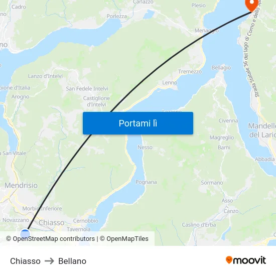Chiasso to Bellano map