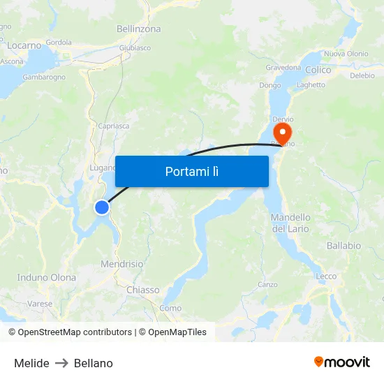 Melide to Bellano map
