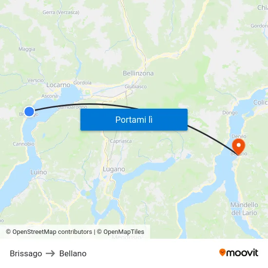 Brissago to Bellano map