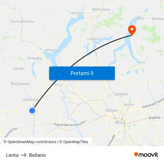 Lenta to Bellano map