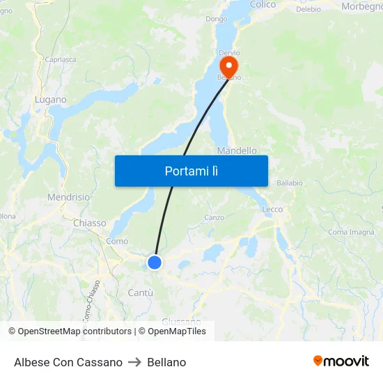 Albese Con Cassano to Bellano map