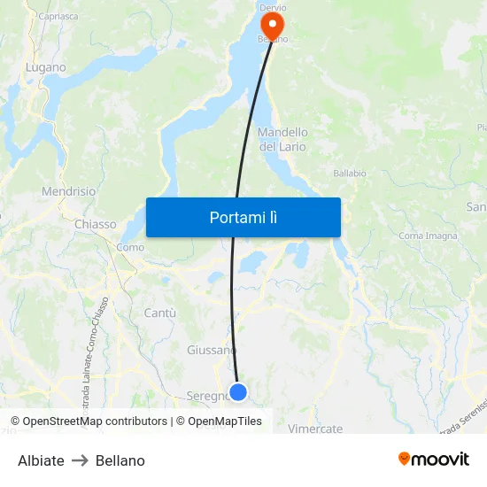 Albiate to Bellano map