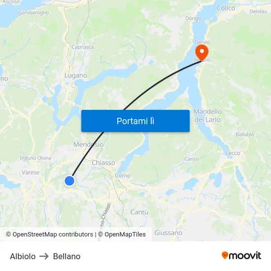 Albiolo to Bellano map