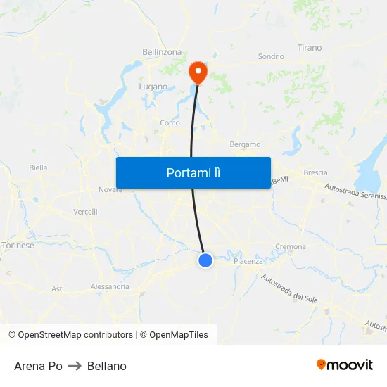 Arena Po to Bellano map