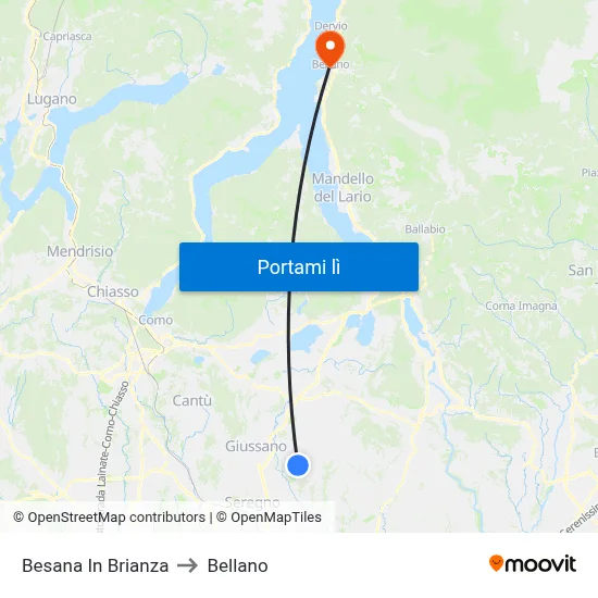 Besana In Brianza to Bellano map