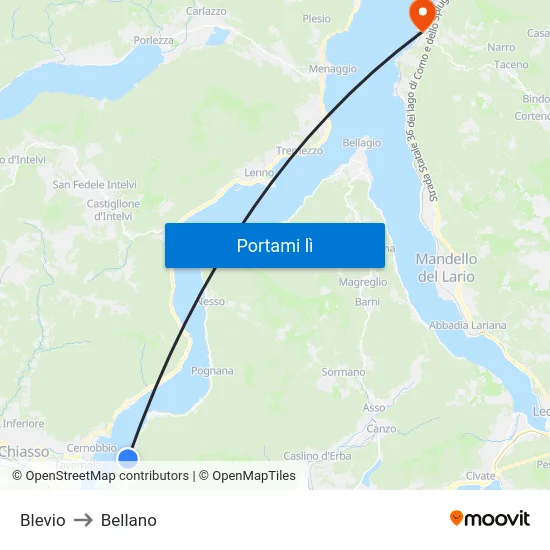 Blevio to Bellano map