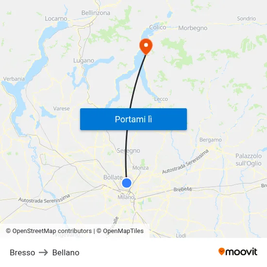 Bresso to Bellano map