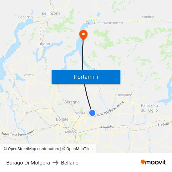 Burago Di Molgora to Bellano map