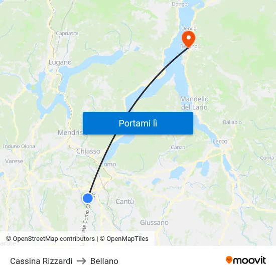 Cassina Rizzardi to Bellano map