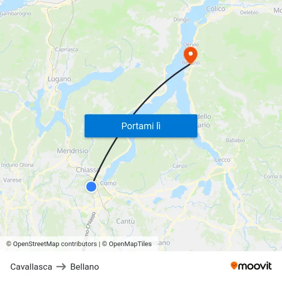 Cavallasca to Bellano map