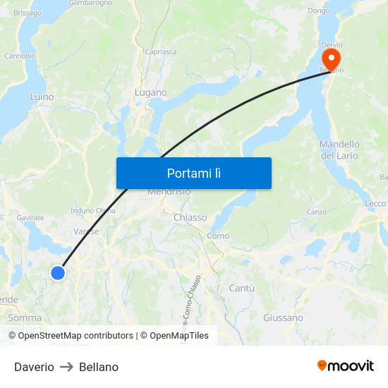 Daverio to Bellano map