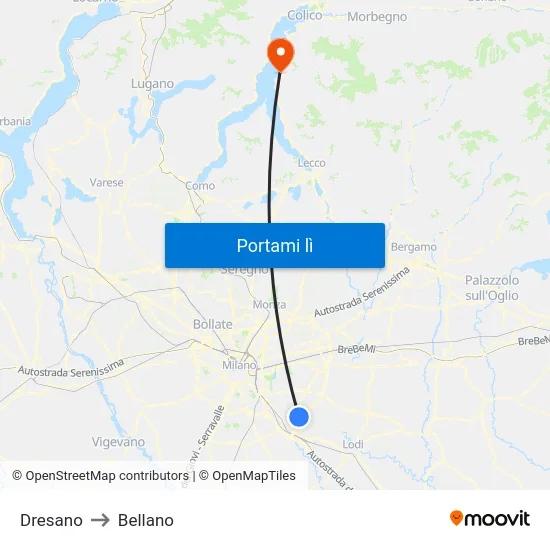 Dresano to Bellano map