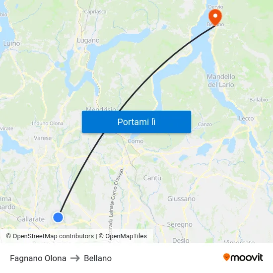 Fagnano Olona to Bellano map