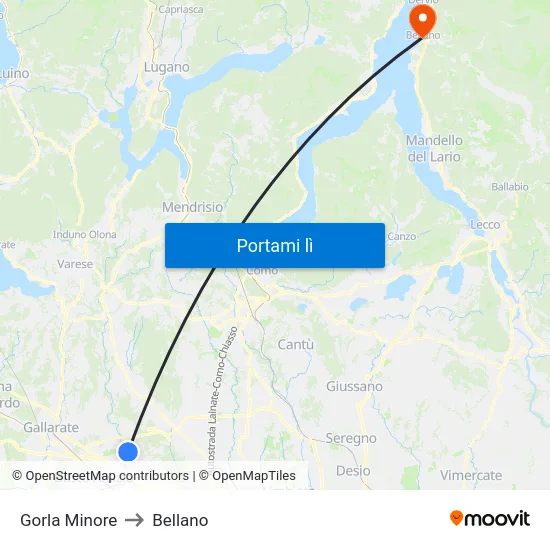Gorla Minore to Bellano map