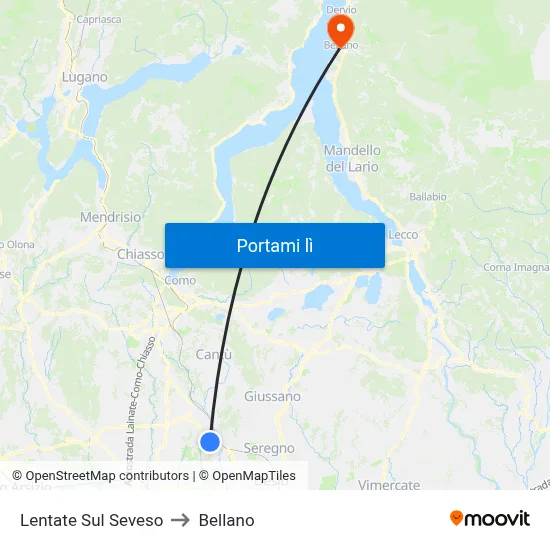 Lentate Sul Seveso to Bellano map