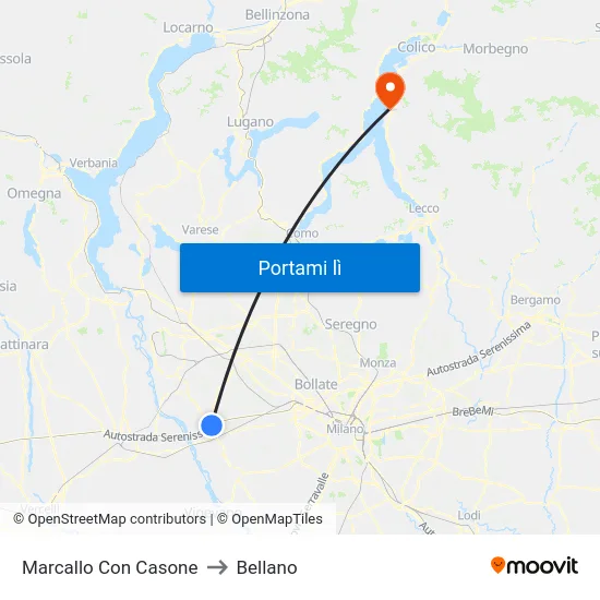 Marcallo Con Casone to Bellano map