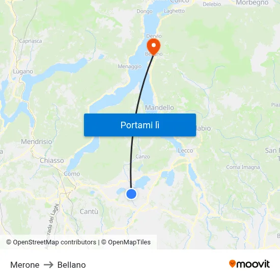 Merone to Bellano map