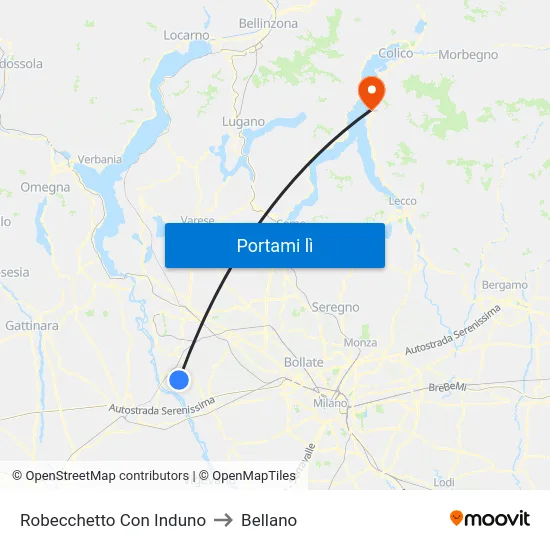 Robecchetto Con Induno to Bellano map