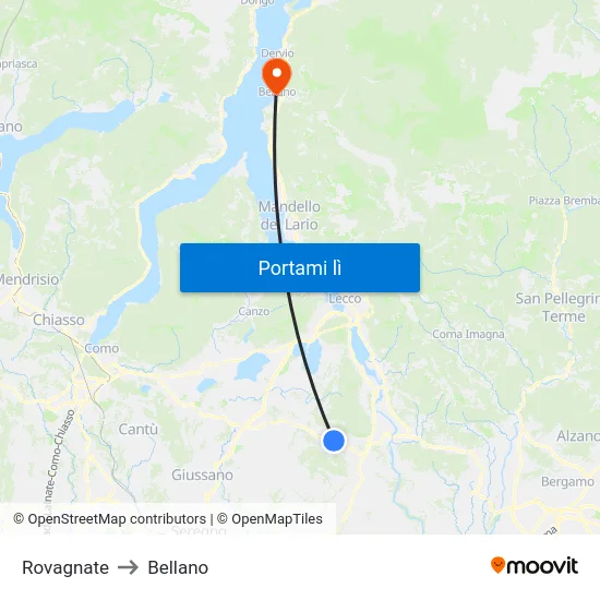 Rovagnate to Bellano map