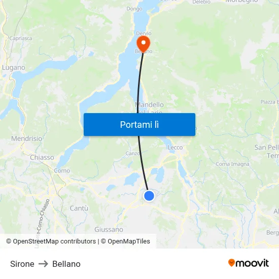 Sirone to Bellano map