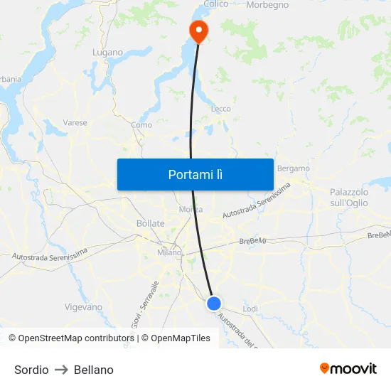 Sordio to Bellano map