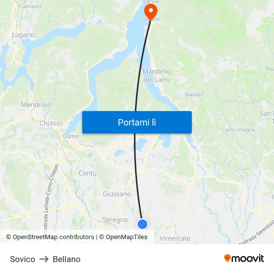 Sovico to Bellano map