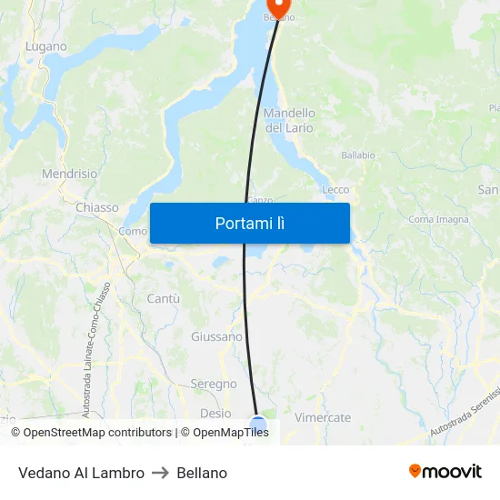 Vedano Al Lambro to Bellano map